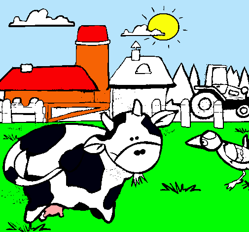 Vaca en la granja