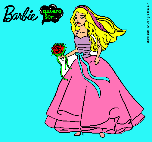 Dibujo Barbie vestida de novia pintado por lamasguapa