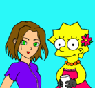 Dibujo Sakura y Lisa pintado por dolo