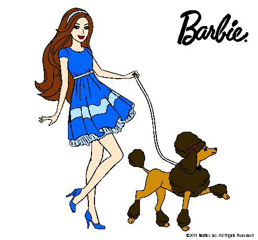 Dibujo Barbie paseando a su mascota pintado por vlentinita