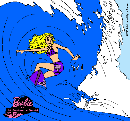 Barbie practicando surf