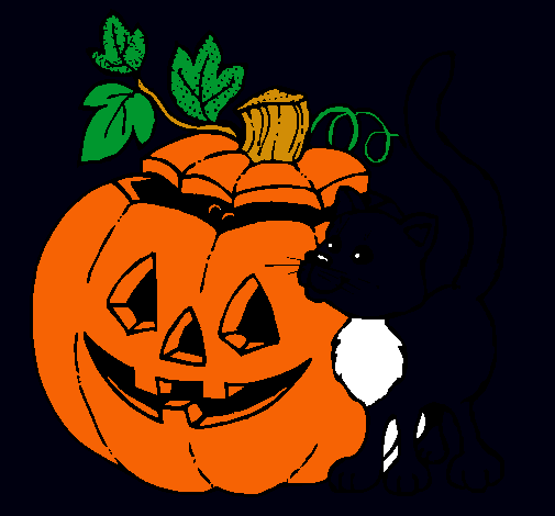 Calabaza y gato