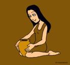 Dibujo Mujer y jarrón pintado por greta