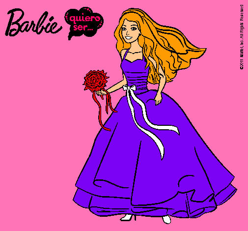 Dibujo Barbie vestida de novia pintado por palo