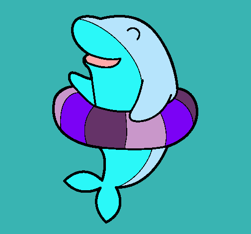 Dibujo Delfín con flotador pintado por frersita