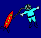 Dibujo Cohete y astronauta pintado por monsegat