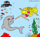 Dibujo Barbie jugando con un delfín pintado por BEST