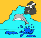 Dibujo Delfín y gaviota pintado por mariola15