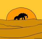 Dibujo Elefante en el amanecer pintado por srffhfs