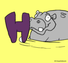 Dibujo Hipopótamo pintado por enomino