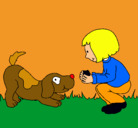 Dibujo Niña y perro jugando pintado por vivianitaaaa