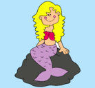 Dibujo Sirena sentada en una roca pintado por gina_perez