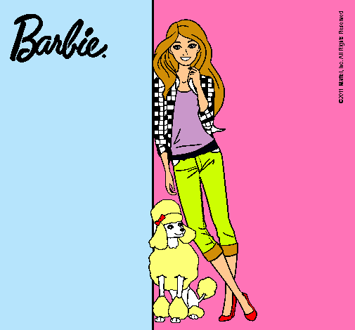 Dibujo Barbie con cazadora de cuadros pintado por abilop_1