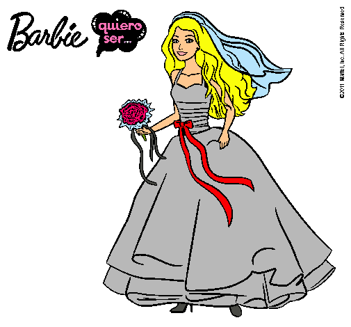 Dibujo Barbie vestida de novia pintado por lara2002