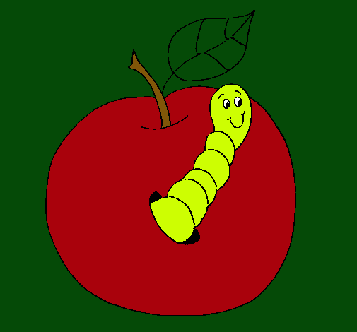 Manzana con gusano