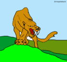 Dibujo Tigre con afilados colmillos pintado por liono