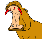 Dibujo Hipopótamo con la boca abierta pintado por aron