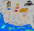 Dibujo Barbie y sus amigas en la playa pintado por sarabdn