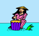 Dibujo Mujer tocando el bongó pintado por anlalia