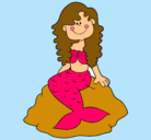 Dibujo Sirena sentada en una roca pintado por jocelynale