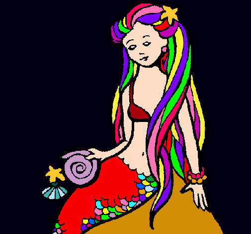 Dibujo Sirena con caracola pintado por natis