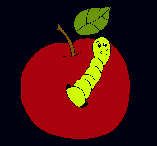 Manzana con gusano