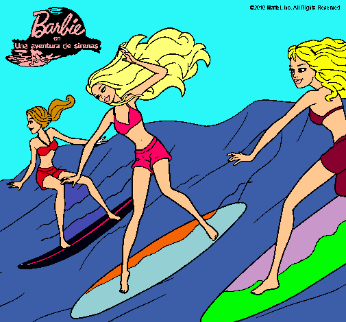 Dibujo Barbie de nuevo con sus amigas pintado por Esmii