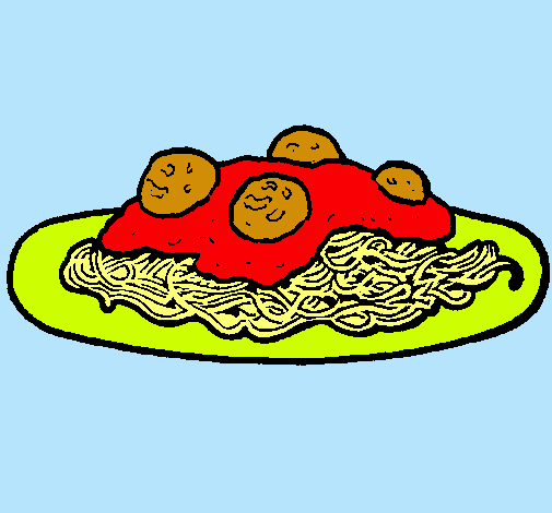 Dibujo Espaguetis con carne pintado por anabela