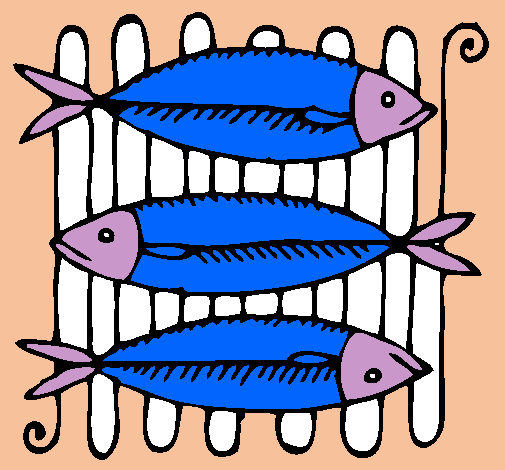 Dibujo Pescado a la brasa pintado por ivanraton