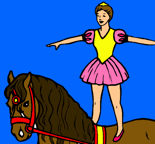 Dibujo Trapecista encima de caballo pintado por aldairxx
