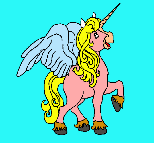 Dibujo Unicornio con alas pintado por yenita