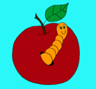 Dibujo Manzana con gusano pintado por sebastian2