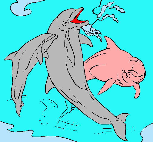 Dibujo Delfines jugando pintado por maricel416