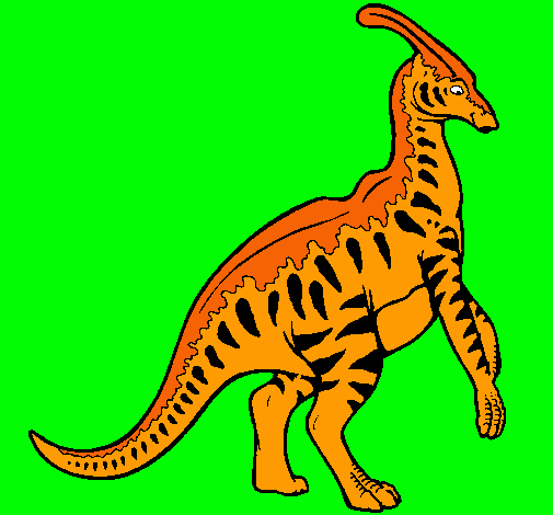 Dibujo Parasaurolofus con rayas pintado por dominique1