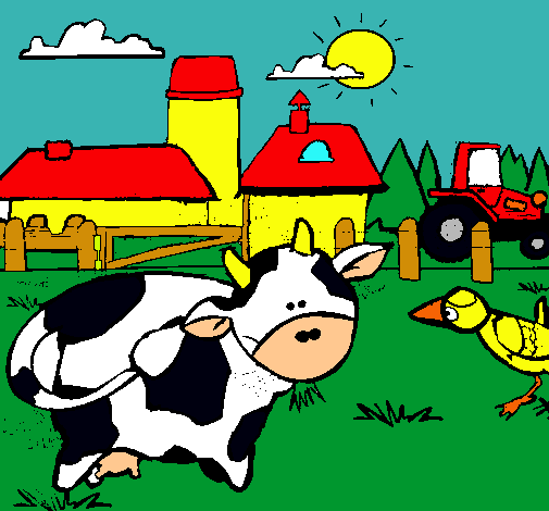 Vaca en la granja