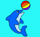 Dibujo Delfín jugando con una pelota pintado por abiga