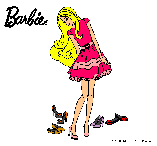 Dibujo Barbie y su colección de zapatos pintado por Esmii
