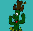 Dibujo Cactus con sombrero pintado por cact