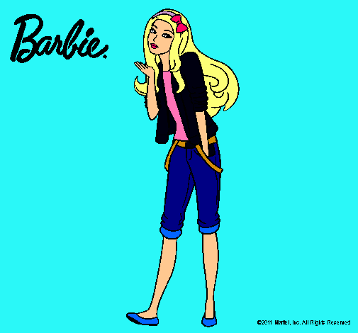 Dibujo Barbie con look casual pintado por lara2002