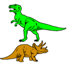 Dibujo Triceratops y tiranosaurios rex pintado por NEGRITO