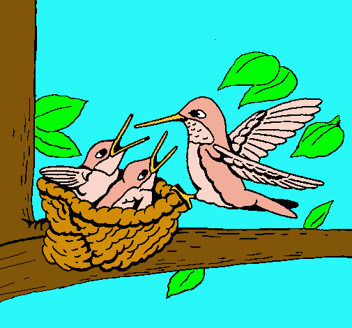 Dibujo Familia colibrí pintado por IreeneeXB