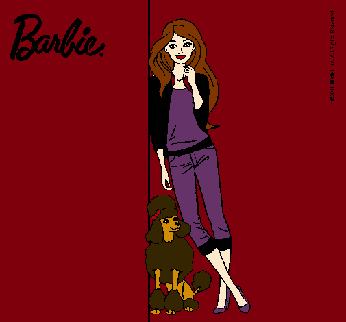 Dibujo Barbie con cazadora de cuadros pintado por vlentinita