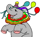 Dibujo Elefante con 3 globos pintado por TROMPITA