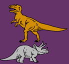 Dibujo Triceratops y tiranosaurios rex pintado por FEROMARIANA
