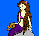 Dibujo Sirena con caracola pintado por thanya