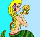 Dibujo Sirena y perla pintado por HABY