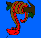 Dibujo Serpiente colgada de un árbol pintado por pìton