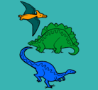 Dibujo Tres clases de dinosaurios pintado por leopo