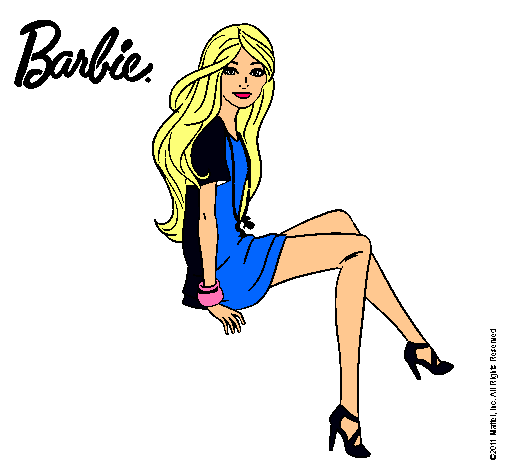 Dibujo Barbie sentada pintado por lara2002