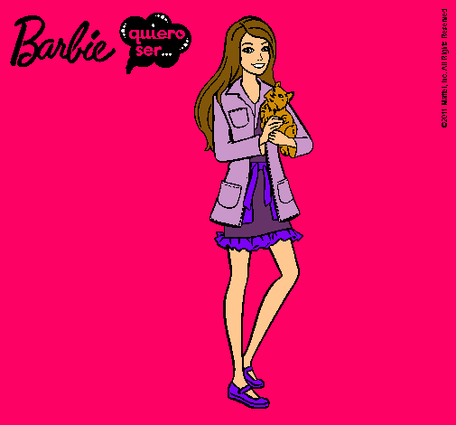 Dibujo Barbie con un gatito pintado por carmen20012306